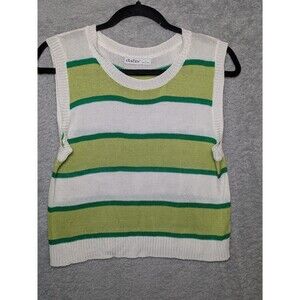 Striped Knit Sweater Vest Aster Size Large Tenniscore Preppy Coastal Cowgirl